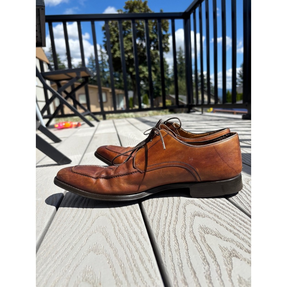 Magnanni Romelo Cognac Men's Size 11.5 M Lace Up Apron Toe Derby Shoes 13723 - Picture 4 of 10
